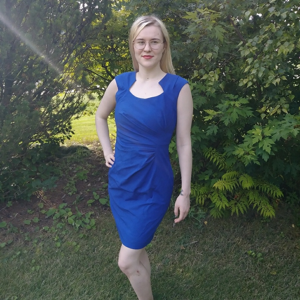 Calvin Klein Blue Cocktail Dress Ruched Size 6 - 8
